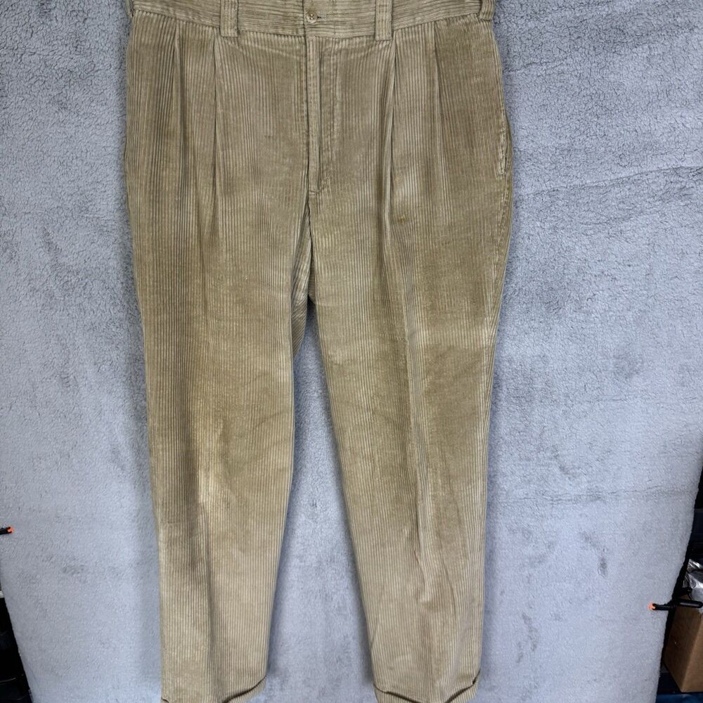 Bills Khakis‎ Corduroy Pants Mens 34x34 Beige Straight Leg Cuffed Casual Slacks